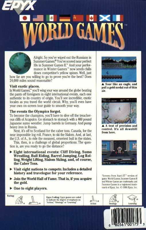 Back Cover for World Games (Atari ST)