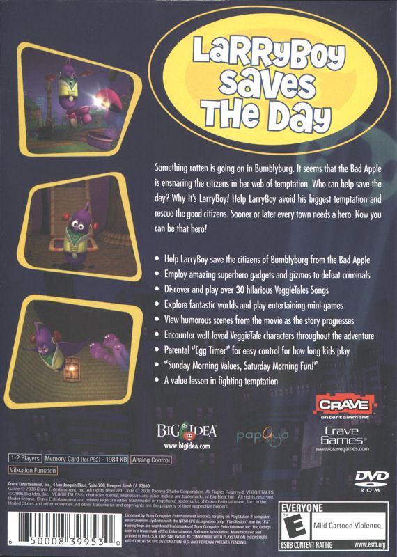Back Cover for VeggieTales: LarryBoy and the Bad Apple (PlayStation 2)