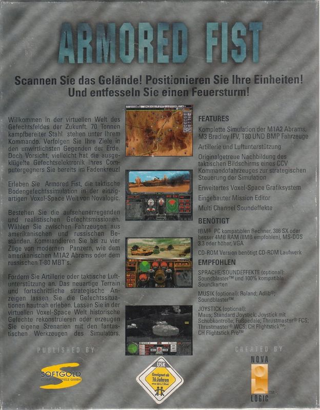 Back Cover for Armored Fist (DOS) (CD-ROM release)