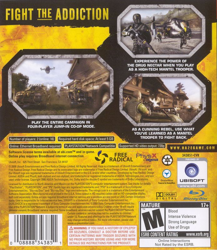 Back Cover for Haze (PlayStation 3)