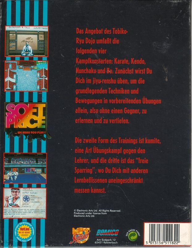 Back Cover for Budokan: The Martial Spirit (DOS) (Soft Price Release)