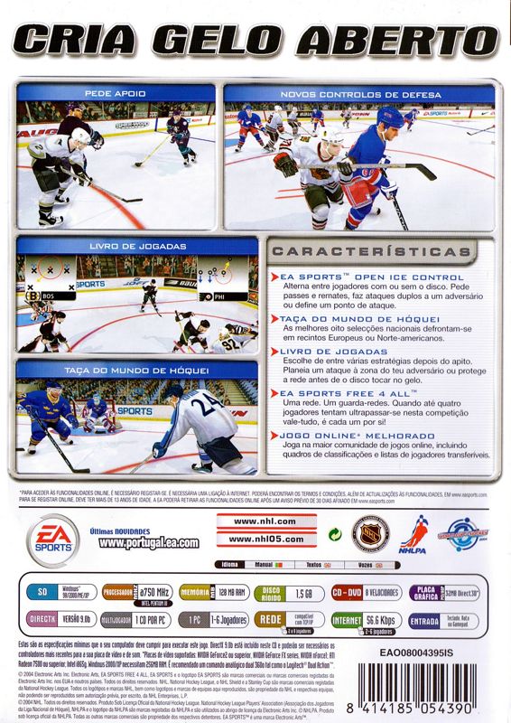 Back Cover for NHL 2005 (Windows)