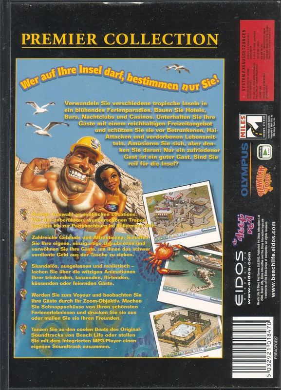 Back Cover for Virtual Resort: Spring Break (Windows) (Eidos Premier Collection release)