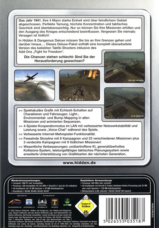 Back Cover for Hidden & Dangerous Deluxe (Windows)