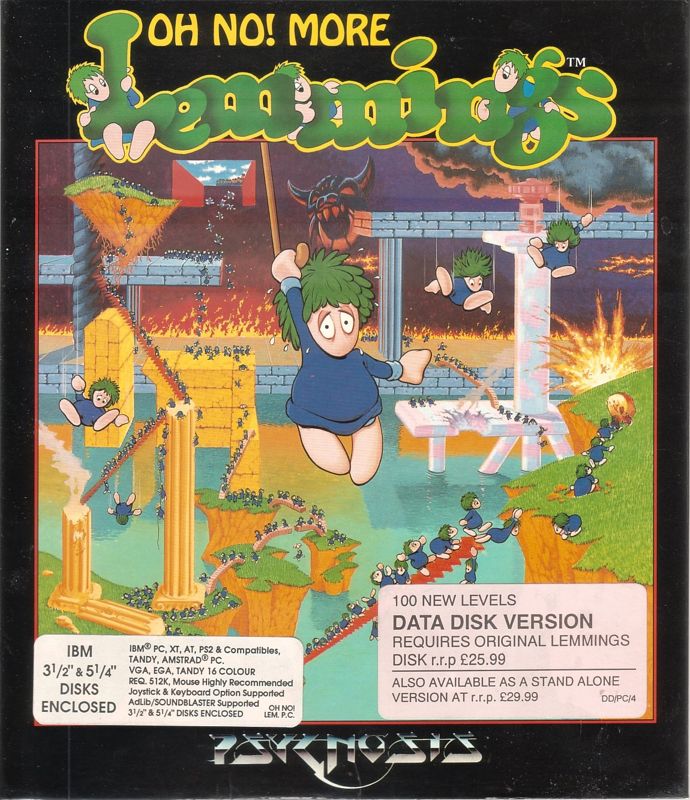 Front Cover for Oh No! More Lemmings (DOS) (Add-on version)
