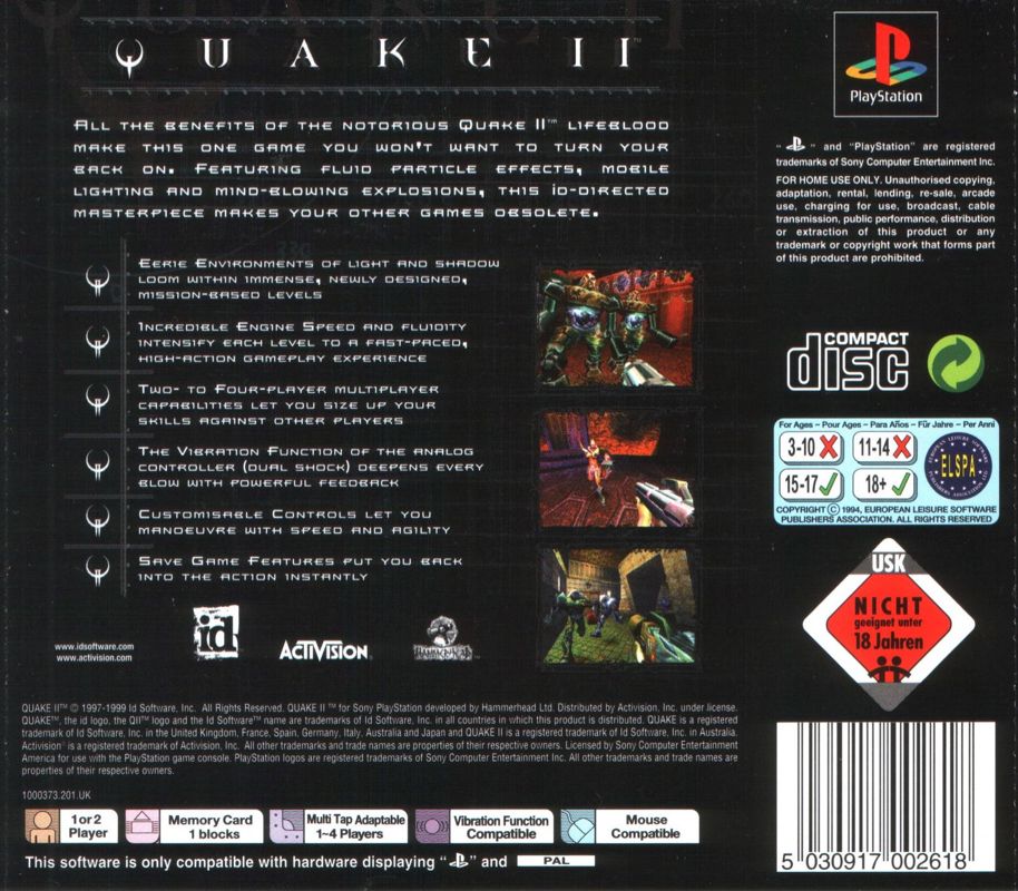 Back Cover for Quake II (PlayStation)