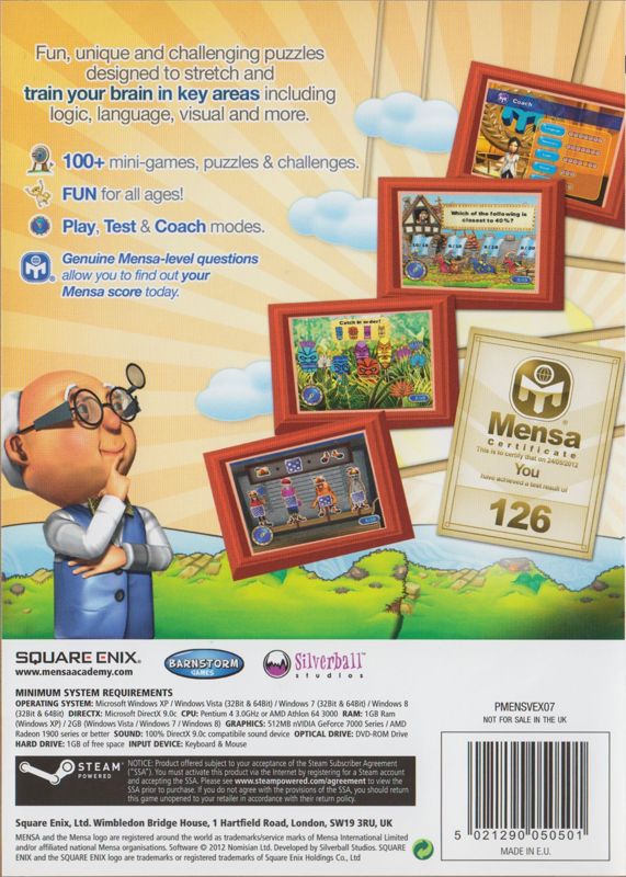 Back Cover for American Mensa Academy (Windows) (English language version)