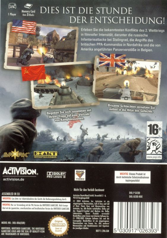 Back Cover for Call of Duty: Finest Hour (GameCube)