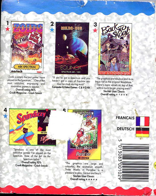 Back Cover for Five Star Games (ZX Spectrum)