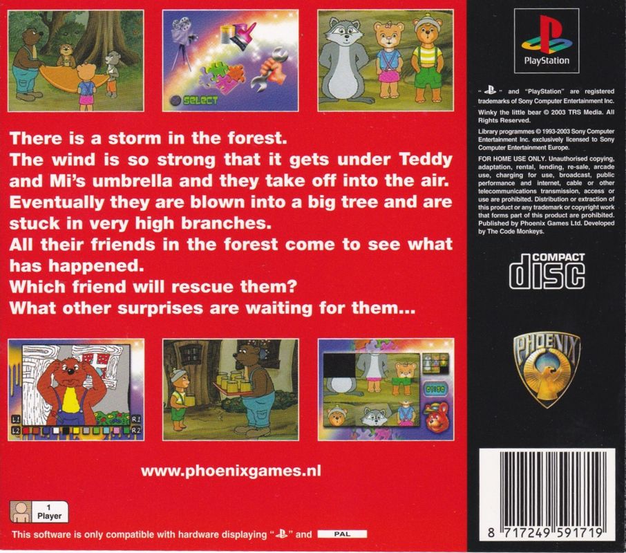 Back Cover for Winky the Little Bear (PlayStation)