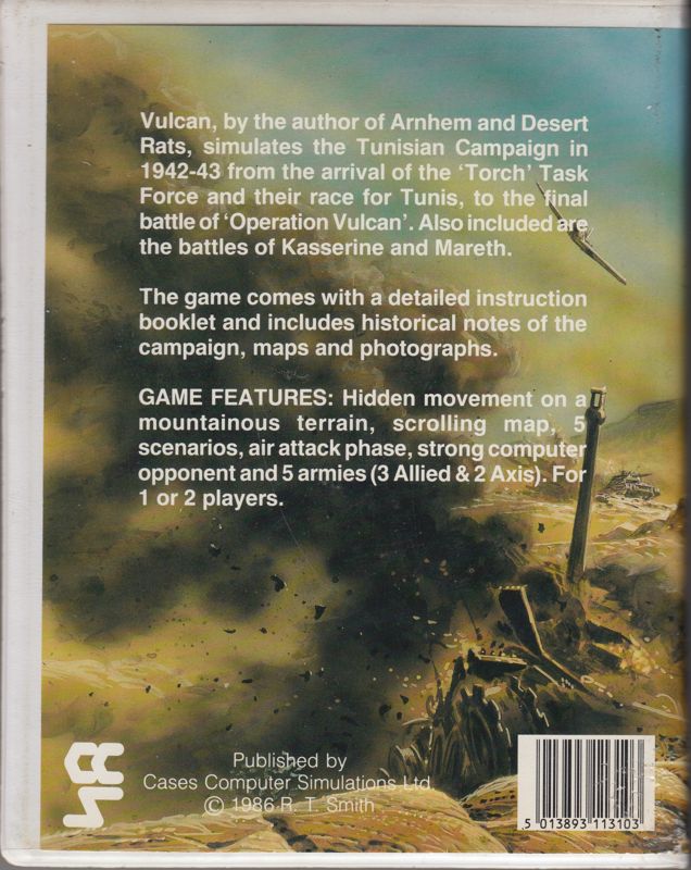 Back Cover for Vulcan: The Tunisian Campaign (ZX Spectrum)