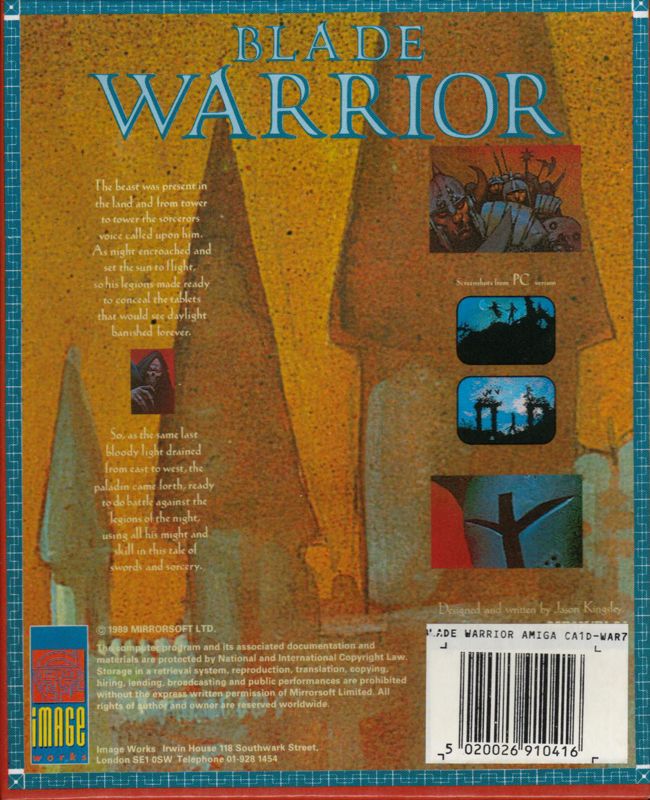 Back Cover for Blade Warrior (Amiga)