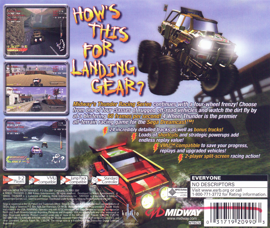 Back Cover for 4 Wheel Thunder (Dreamcast)