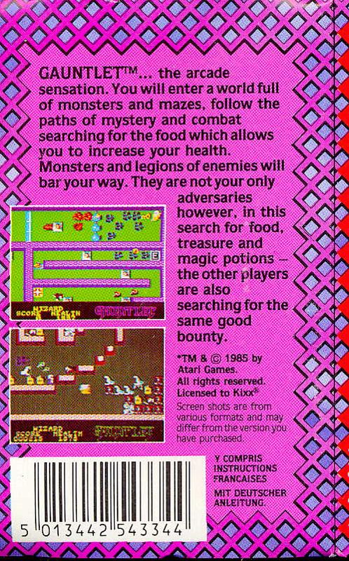 Back Cover for Gauntlet (Commodore 64) (Kixx release)