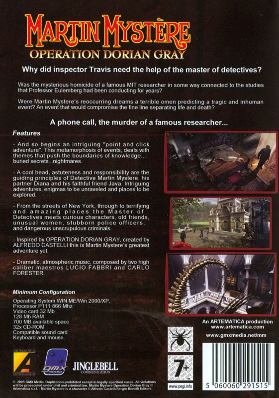 Back Cover for Crime Stories: From the Files of Martin Mystère (Windows)