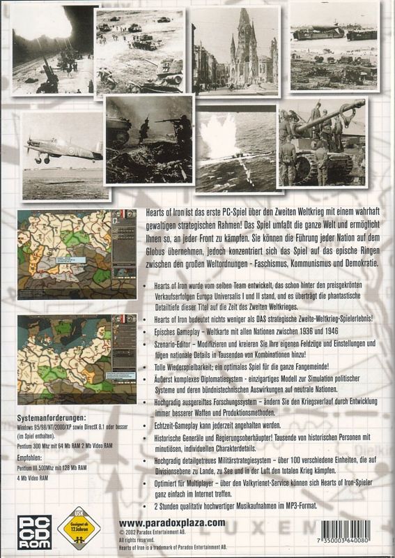 Back Cover for Hearts of Iron (Windows)
