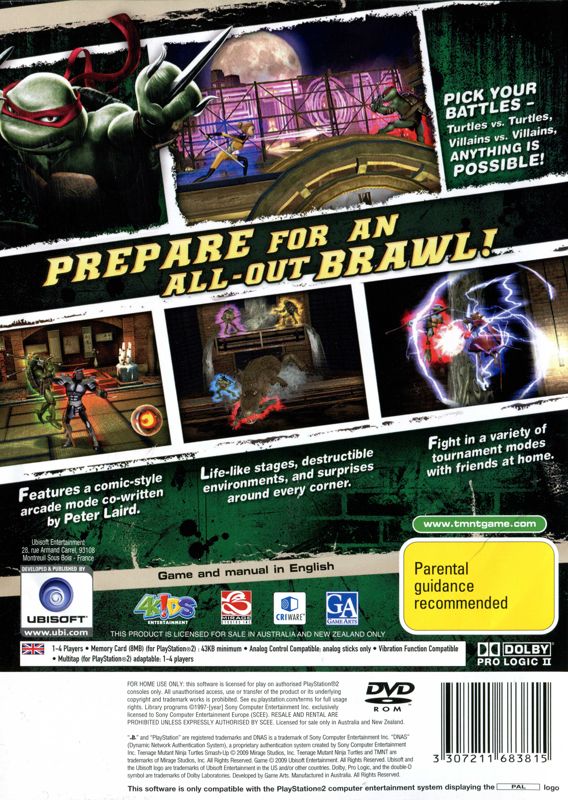 Back Cover for Teenage Mutant Ninja Turtles: Smash-Up (PlayStation 2)