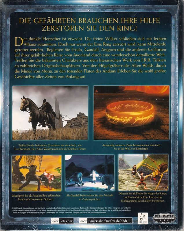 Back Cover for The Lord of the Rings: The Fellowship of the Ring (Windows) (Re-release)