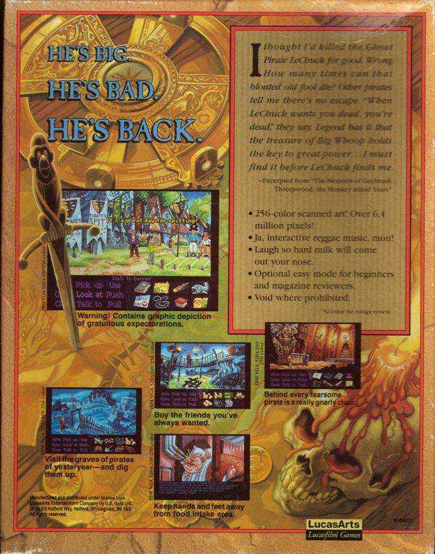 Back Cover for Monkey Island 2: LeChuck's Revenge (Amiga)