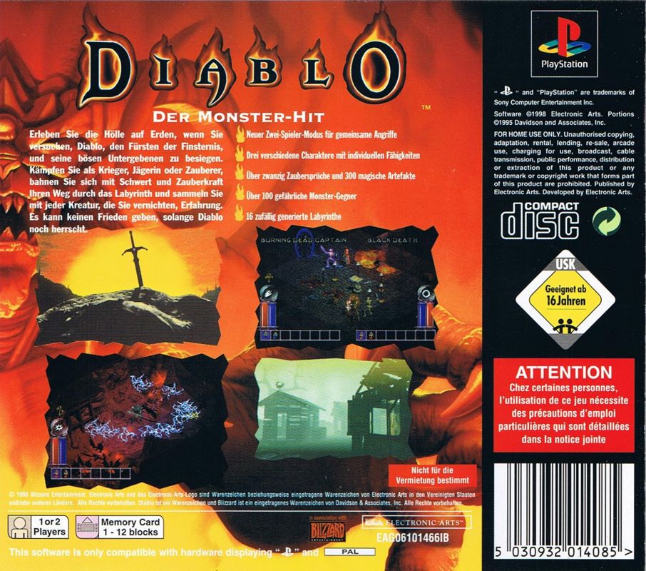 Back Cover for Diablo (PlayStation)