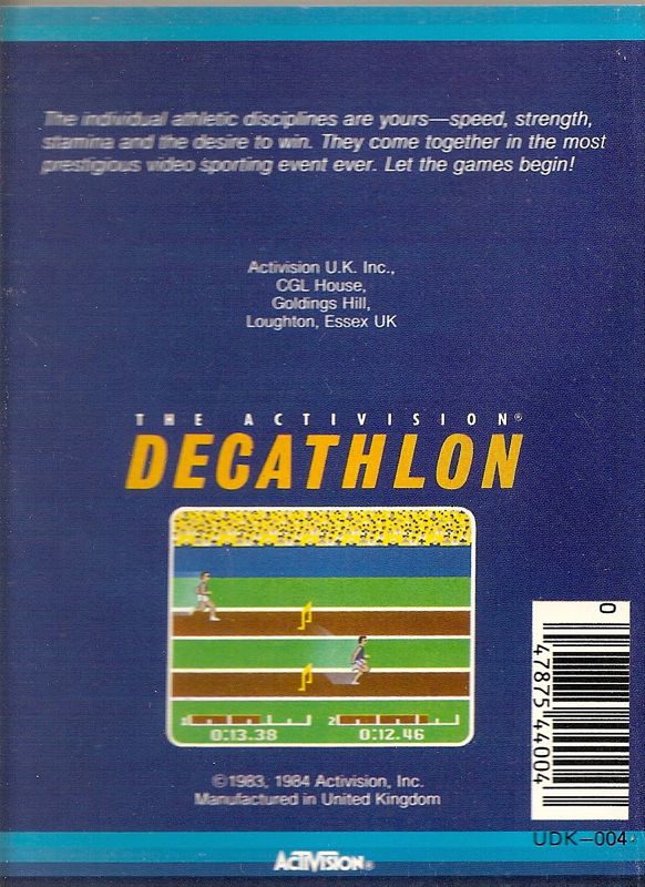 Back Cover for The Activision Decathlon (Commodore 64)