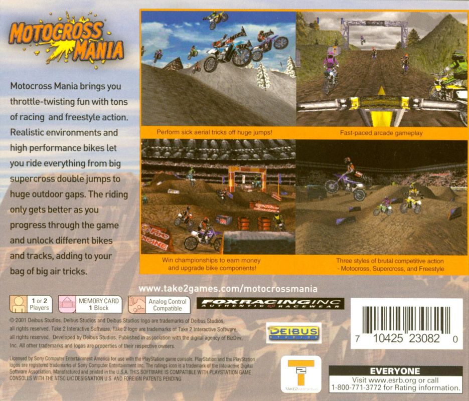 Back Cover for Motocross Mania (PlayStation)