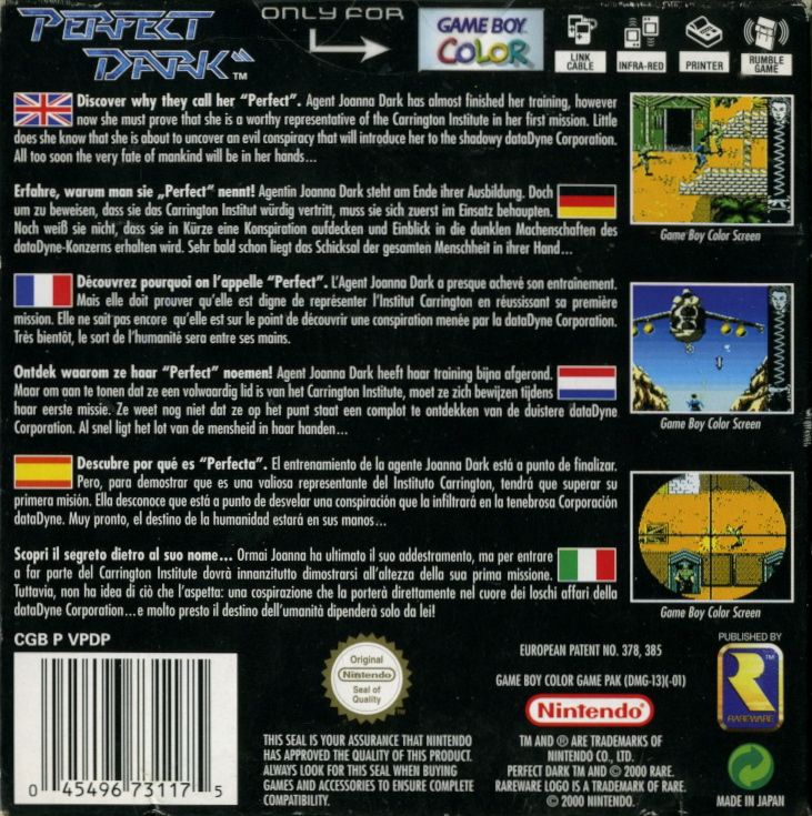 Back Cover for Perfect Dark (Game Boy Color)