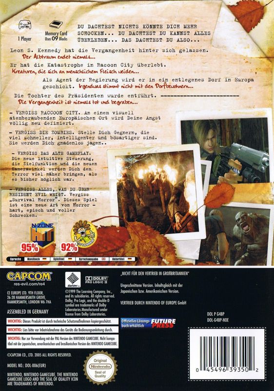 Back Cover for Resident Evil 4 (GameCube)