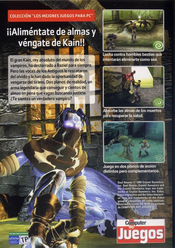 Back Cover for Legacy of Kain: Soul Reaver (Windows) (Computer Hoy Juegos No. 41 covermount)