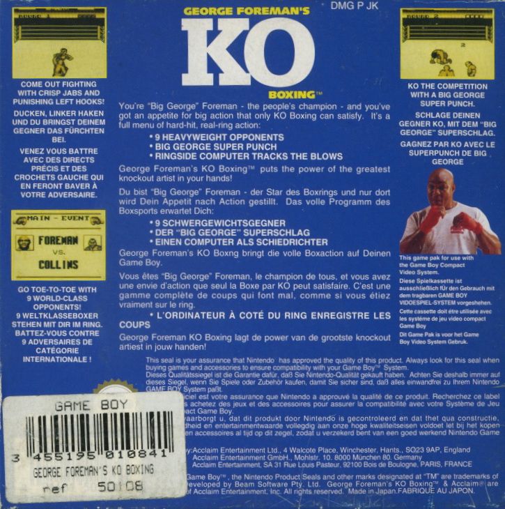 George Foreman's KO Boxing cover or packaging material - MobyGames