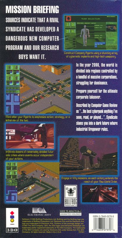 Back Cover for Syndicate (3DO)