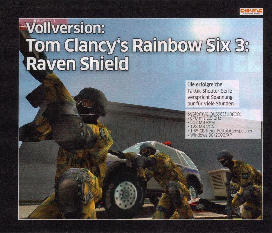 Back Cover for Tom Clancy's Rainbow Six 3: Raven Shield (Windows) (PC Games 09/07 covermount)