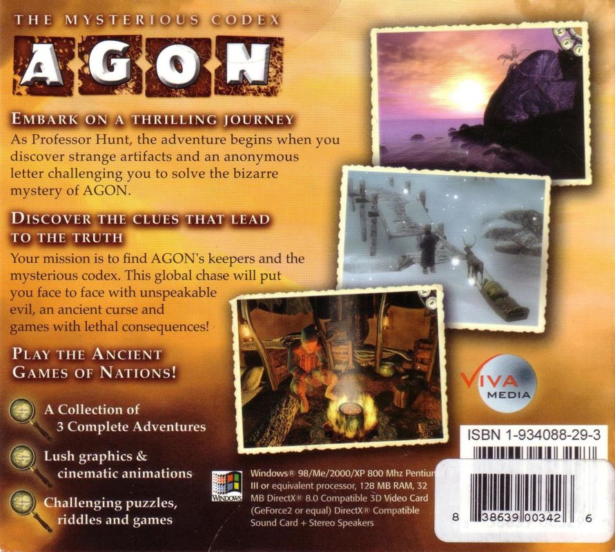 Back Cover for AGON: The Mysterious Codex (Windows)