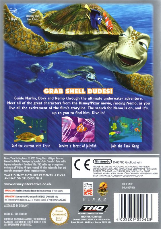 Back Cover for Disney•Pixar Finding Nemo (GameCube) (Player's Choice release)