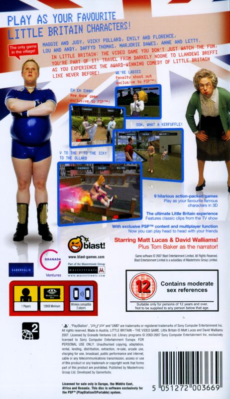 Back Cover for Little Britain: The Video Game (PSP)