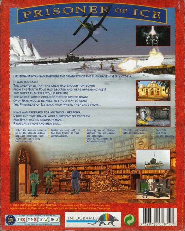 Back Cover for Prisoner of Ice (DOS and Windows)