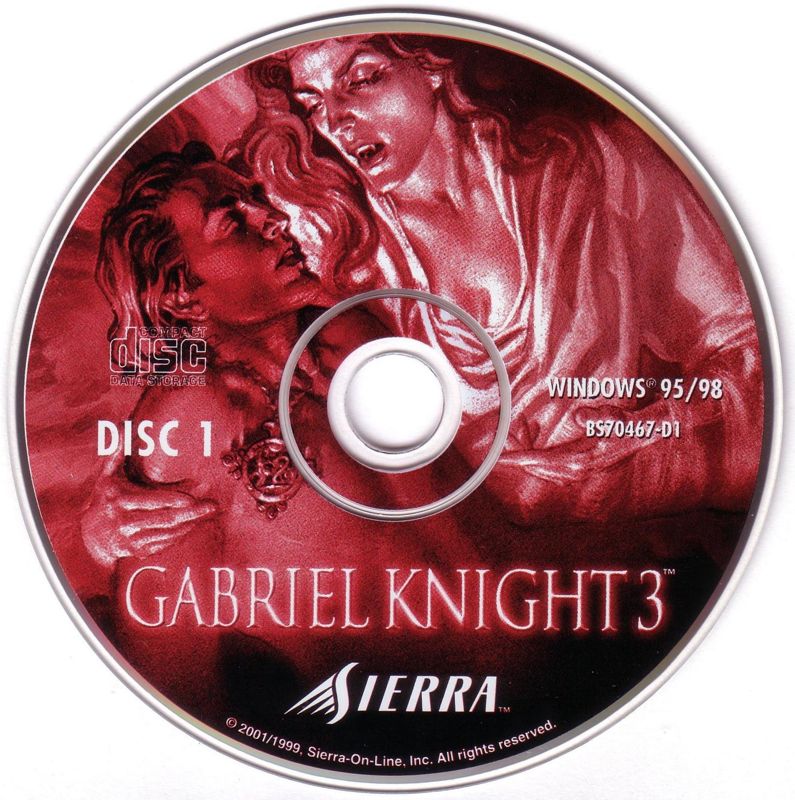 Media for Gabriel Knight 3: Blood of the Sacred, Blood of the Damned (Windows) (BestSeller Series release): Disc 1/3