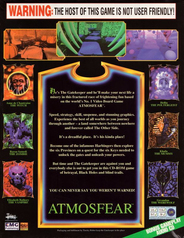 Back Cover for Atmosfear: The Third Dimension (Windows 3.x)