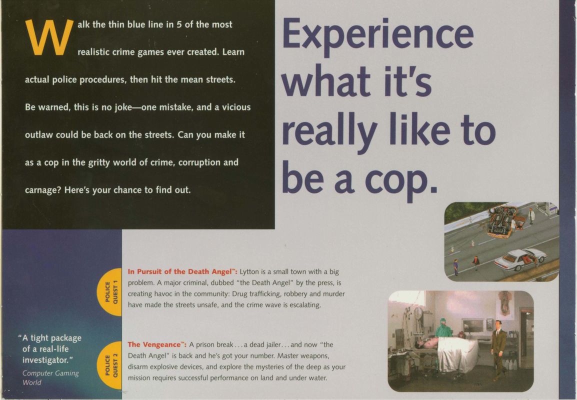 Inside Cover for Police Quest: Collection Series (DOS and Windows and Windows 3.x): Upper Flap