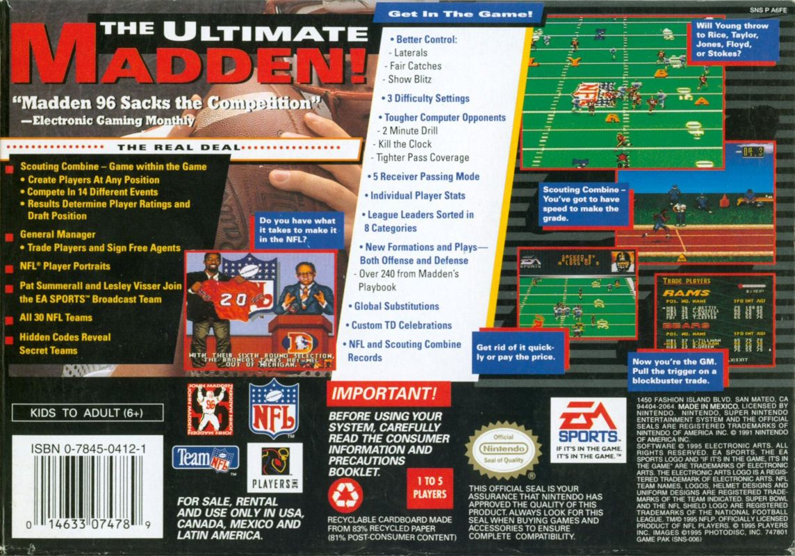 Madden NFL 97 cover or packaging material - MobyGames