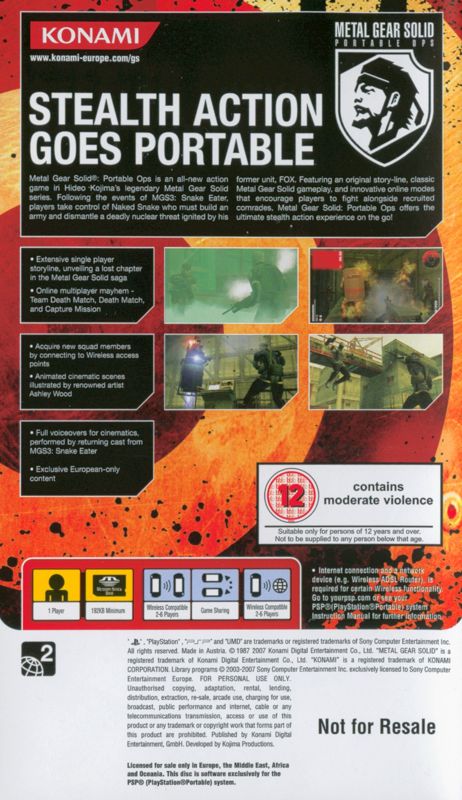 Other for Metal Gear Solid: Portable Ops / Coded Arms (PSP): Portable Ops - Keep Case - Back