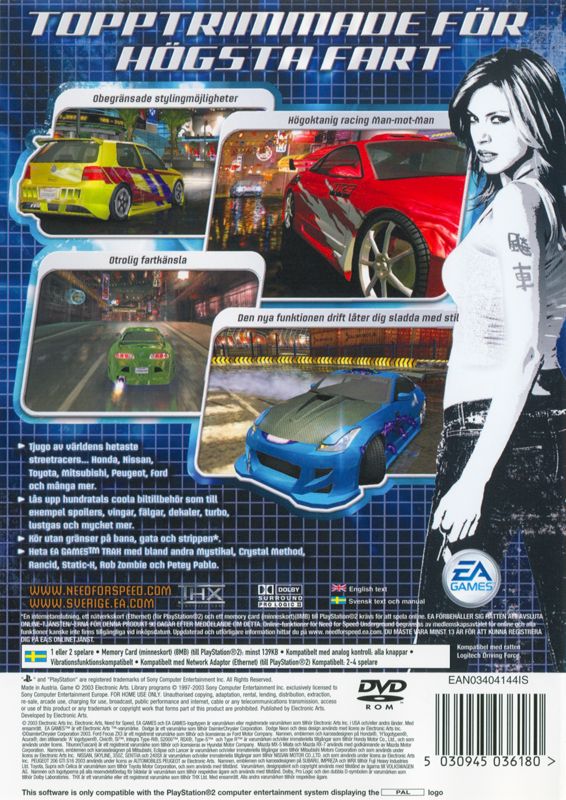 Back Cover for Need for Speed: Underground (PlayStation 2)