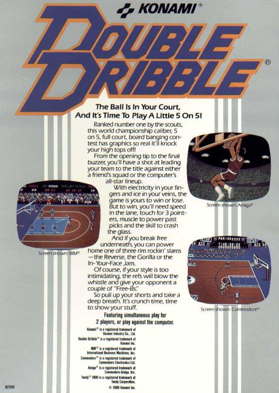 Back Cover for Double Dribble (Commodore 64)