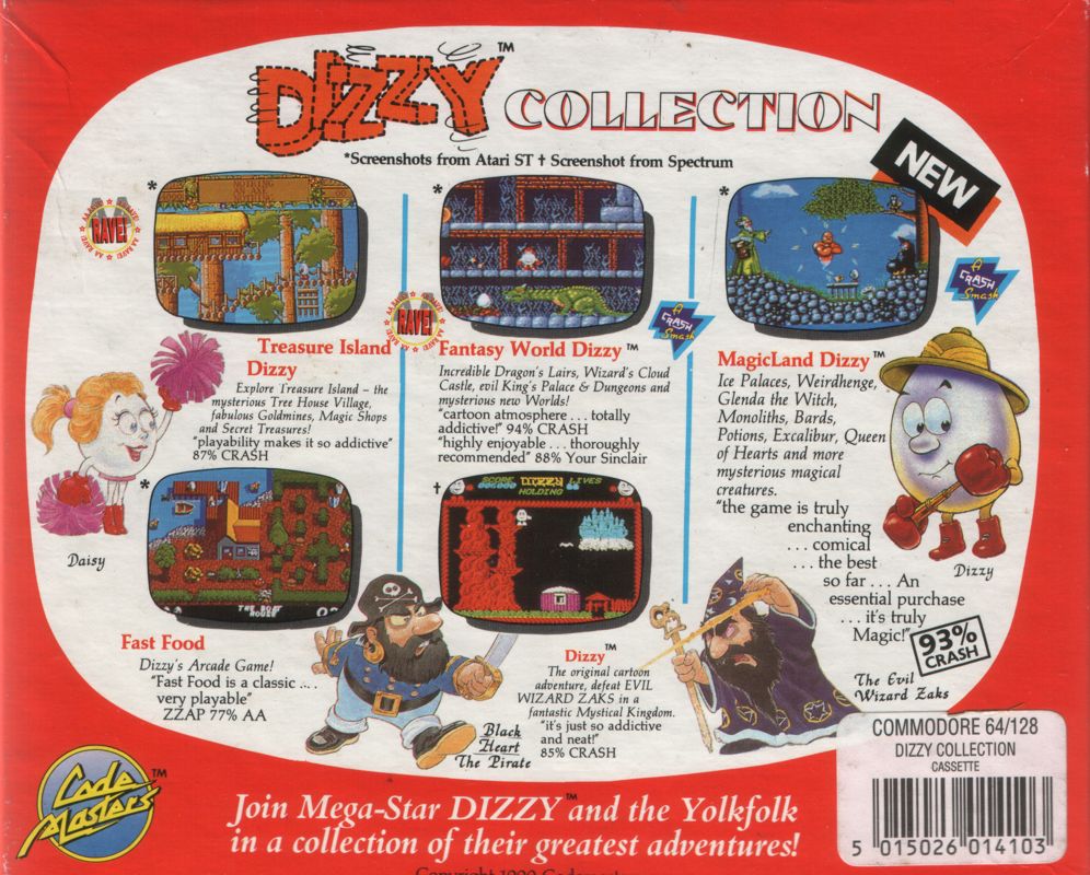Back Cover for Dizzy Collection (Commodore 64)