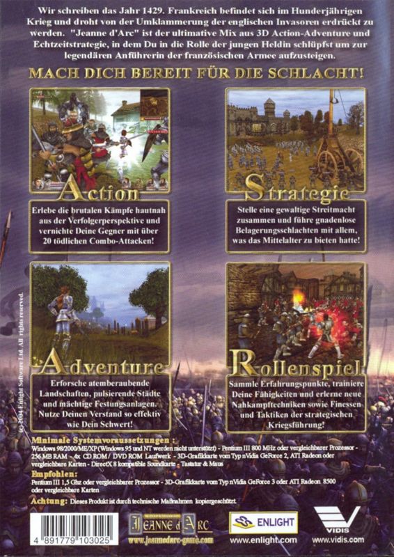 Back Cover for Wars and Warriors: Joan of Arc (Windows)