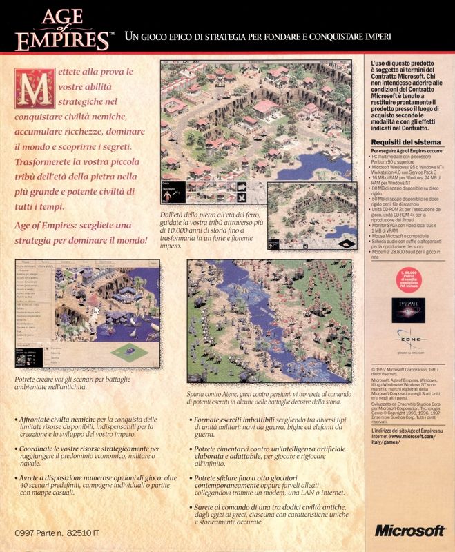 Back Cover for Age of Empires (Windows)
