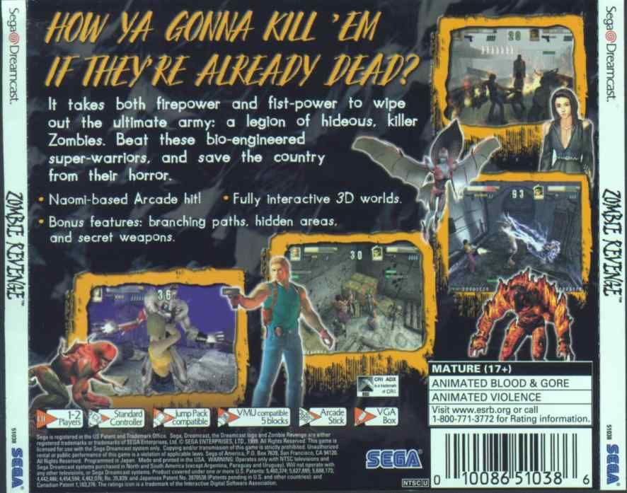 Back Cover for Zombie Revenge (Dreamcast)