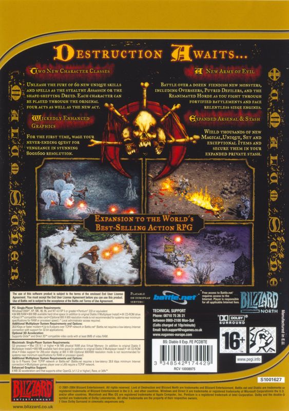Back Cover for Diablo II: Lord of Destruction (Macintosh and Windows) (BestSeller Series release (2004))
