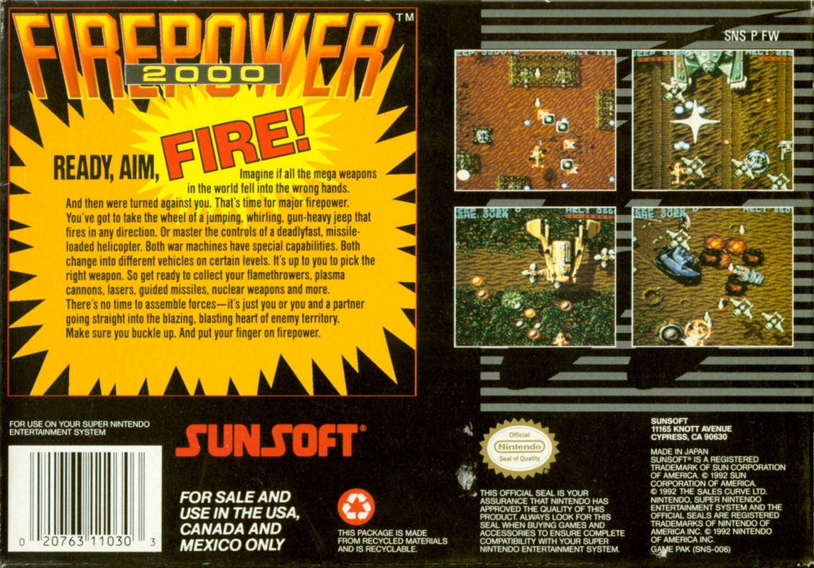 Back Cover for Firepower 2000 (SNES)