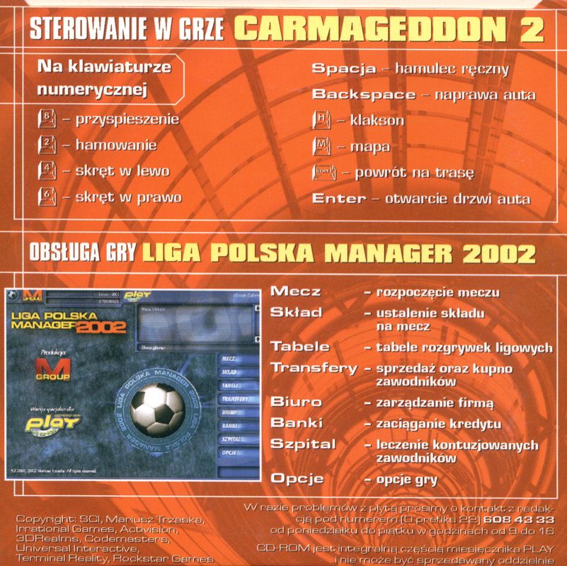 Back Cover for Carmageddon 2: Carpocalypse Now (Windows) (Play #9/2002 covermount)